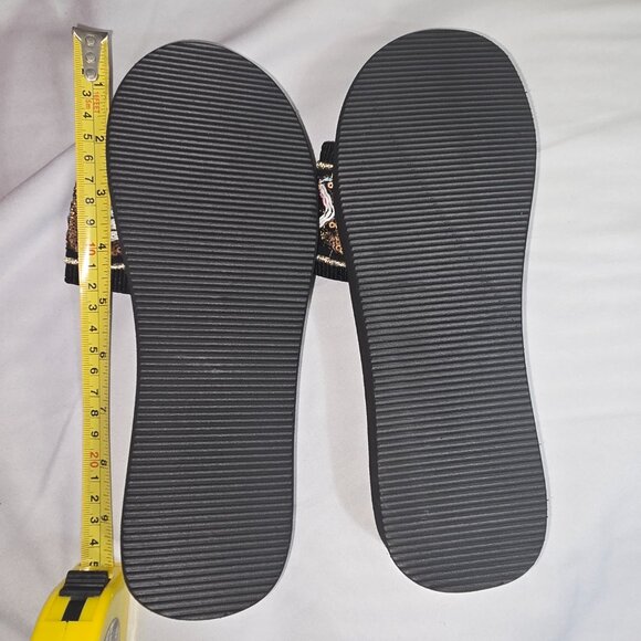 Shein Black Slide Sandals W Embroidered Sequin Design Size Euro 41 - Picture 5 of 7